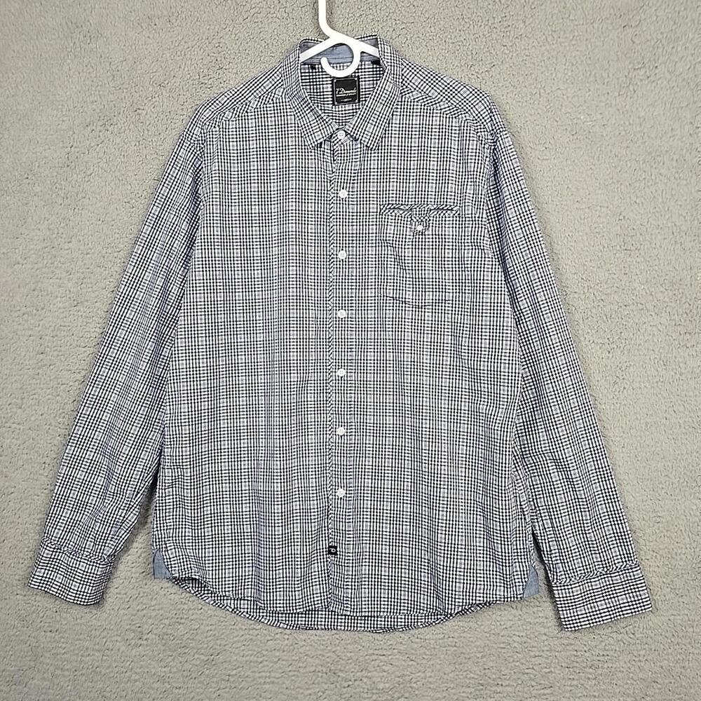 7 Diamonds Shirt Mens Size XL Blue Plaid Long Sleeve Button Up